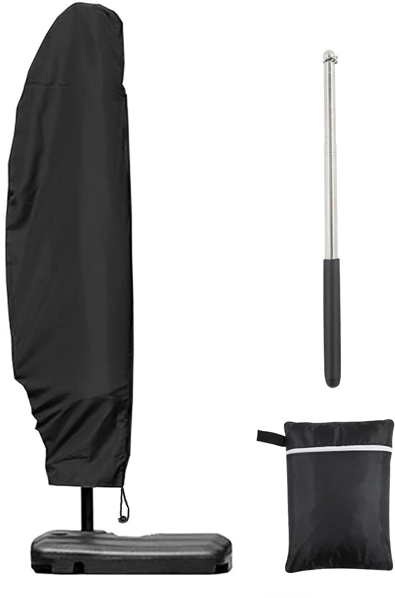 IMPERATORIS® Parasolhoes voor Staande en Zweefparasol - Stevige en Duurzame Waterdichte Parasolhoes 210D - Met Rits, Trekkoord en Opberghoes - Waterdicht, Stofdicht en Weerbestendig - 280 x 30/80/45 - zwart (8721513268955)