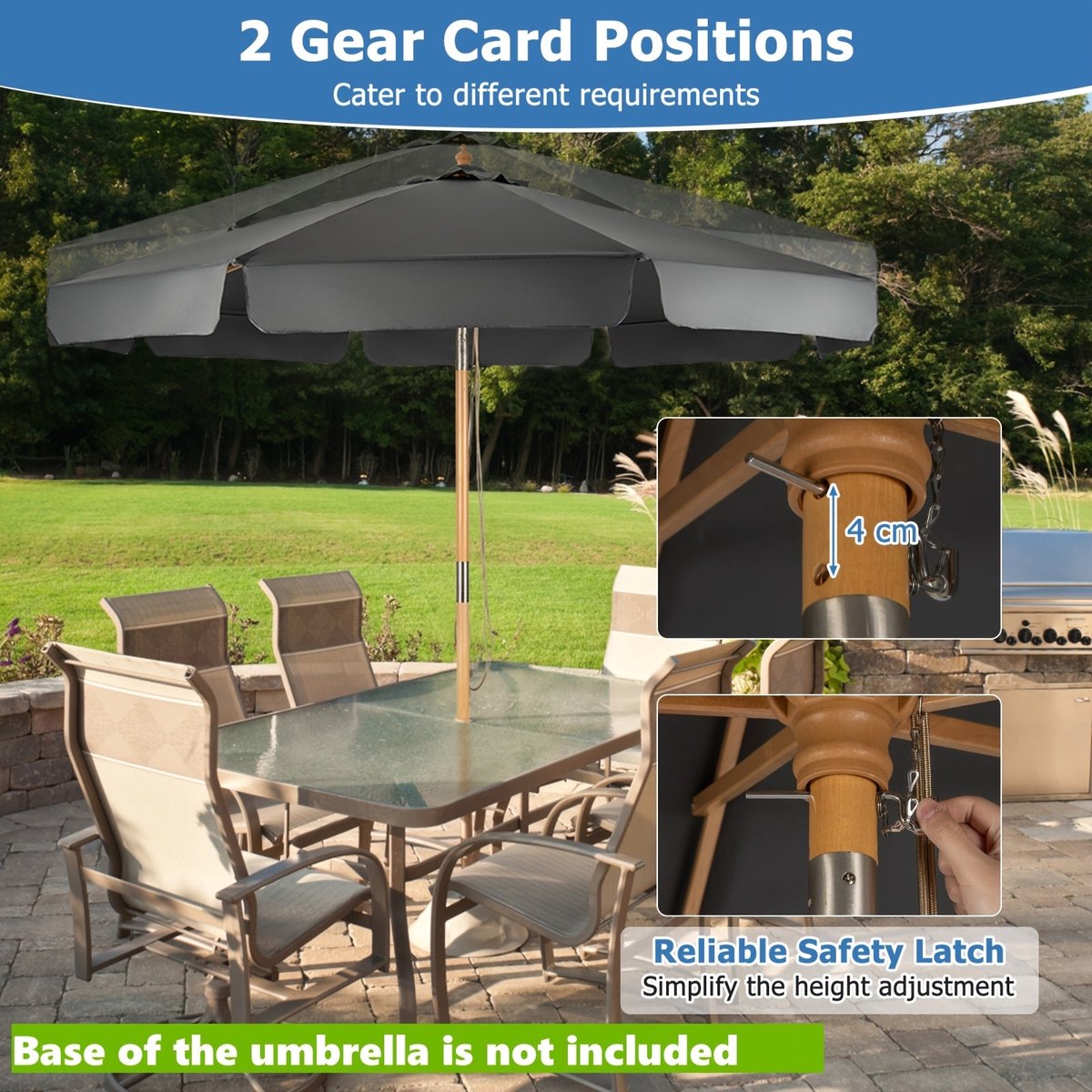 Parasol - Tuinparasol - Balkonscherm - Terrasparasol - Zweefparasol - 300 cm - UV-Beschermend & Kantelbaar met Ventilerende Bovenkant (8721391339655)