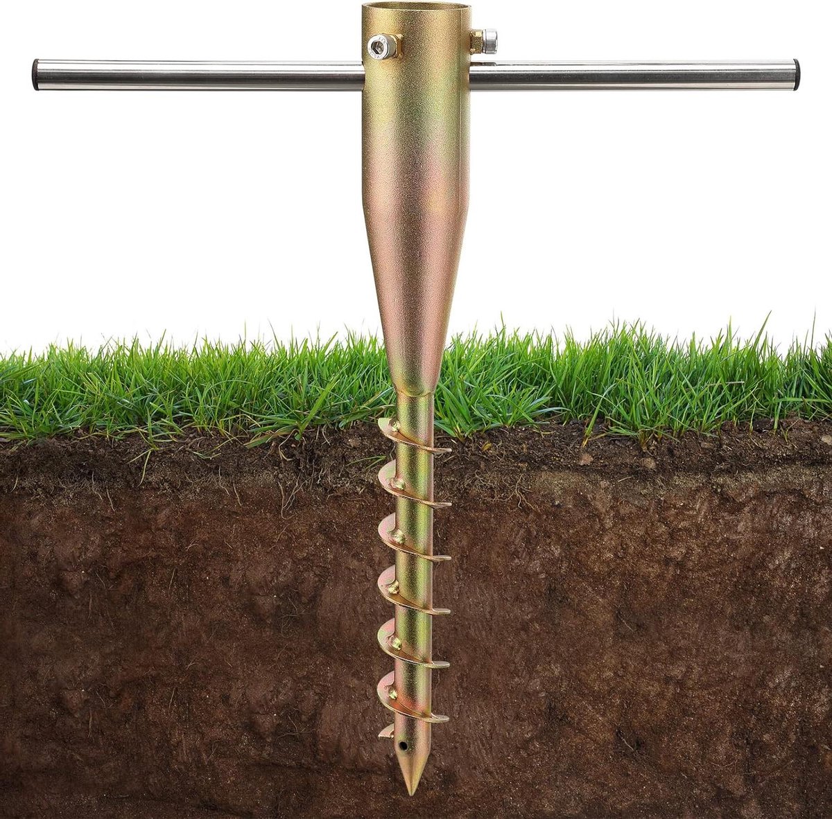 Parasolstandaard - Tuinaccessoire - Metalen - Grijs - Stabiel - Voor Buiten - Geschikt voor Stokparasols - Model A (8785353052877)