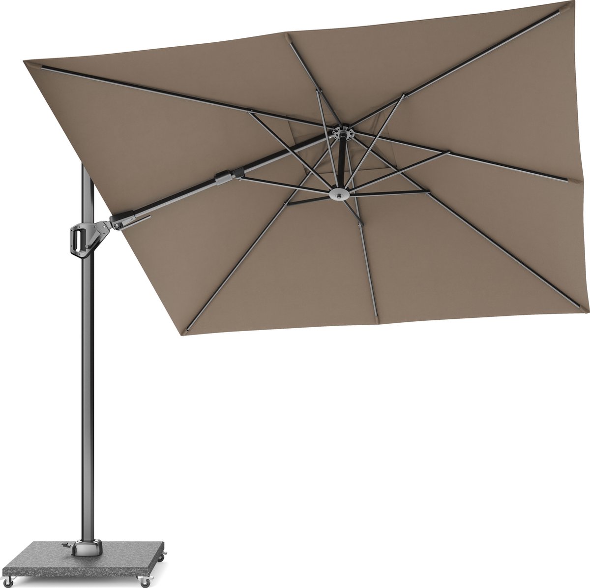 Platinum Sun & Shade - Zweefparasol - Voyager T² Premium - 270x270cm - Havana - Dubbel Kantelbaar - 360° Draaibaar - 98% UV protectie (8720039164987)
