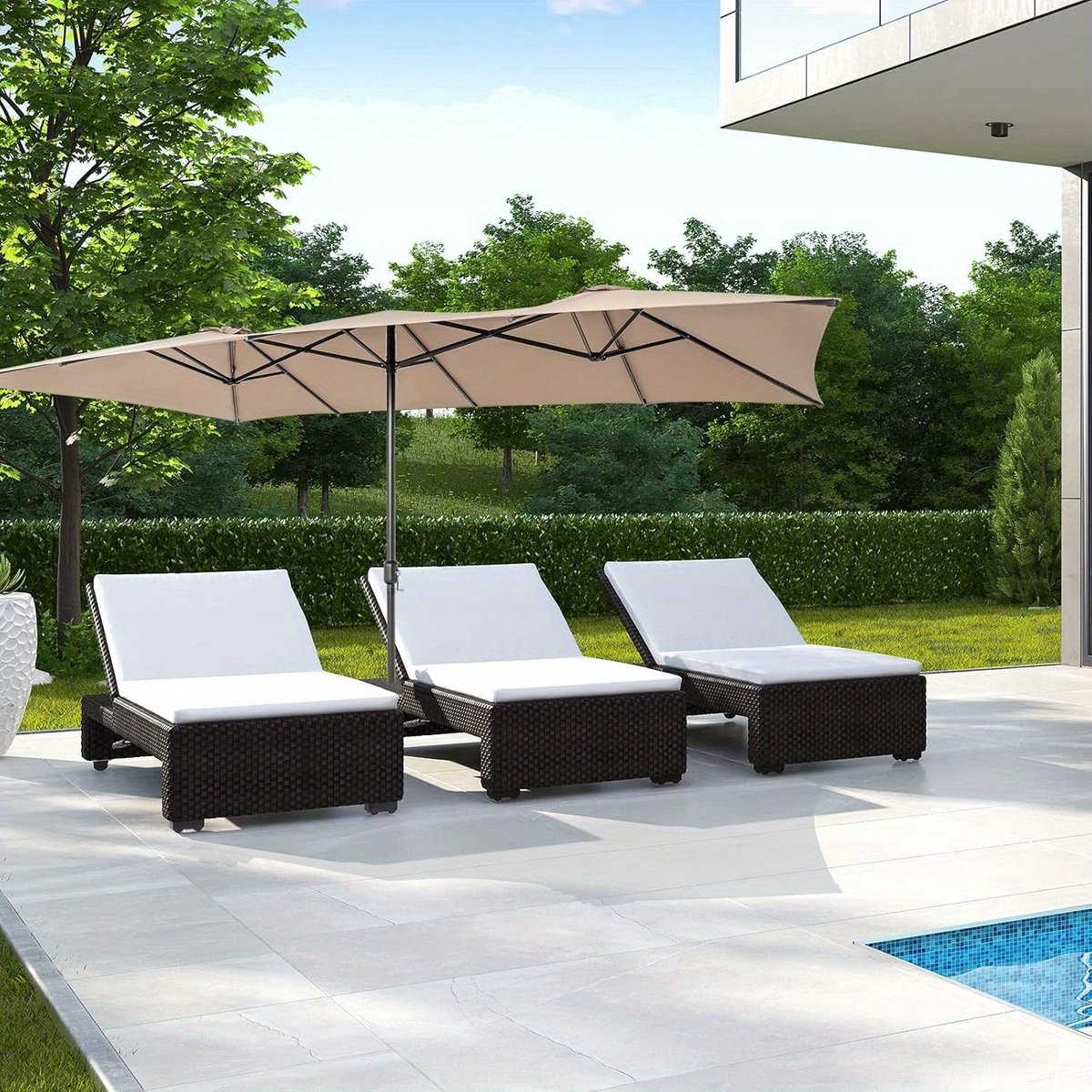 Tuinparasol - Parasol - Terrasparasol - Balkonparasol - Stokparasol - Dubbele Rechthoekige Parasol - UV Bescherming - Windbestendig Met 10 Ribben (8721391339884)