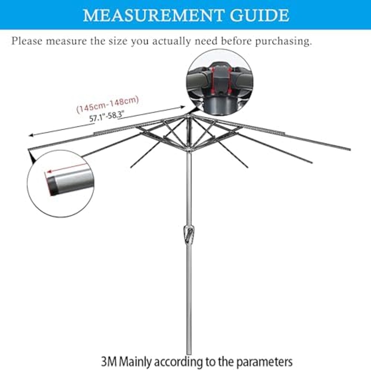 Vervangende Parasol Cover - Geschikt voor Zweefparasol - 2,5 m - Weerbestendig (9504342148822)