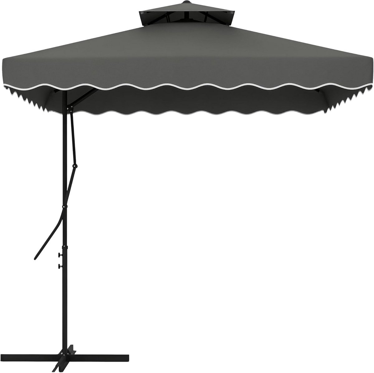 Zweefparasol 243x243 cm Tuinparasol met UV-bescherming en Kruisvoet - Donkergrijs (9101058767295)
