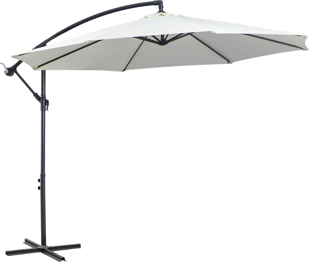 Zweefparasol - 300 cm - Rond Met Slinger - Voor Tuin En Terras - Polyester - Crème (8901660553542)
