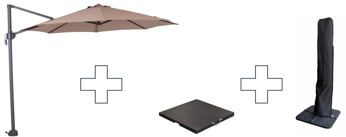 Zweefparasol Hawaii S - met voet en hoes -Taupe - 300 cm (8713002900453)