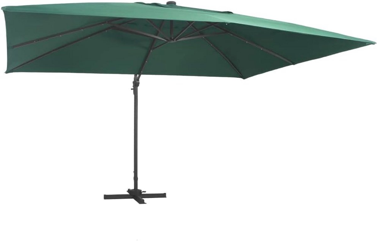 Zweefparasol met LED-Verlichting - Terrasparasol voor de Tuin - Praktische Schaduwoplossing in Groen (6151850585538)