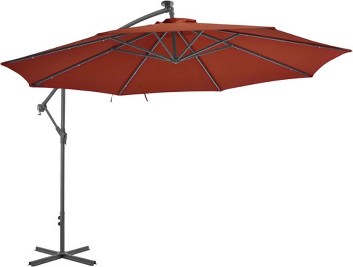 vidaXL - Zweefparasol - met - LED-verlichting - 350 - cm - terracottakleurig (8720286164655)