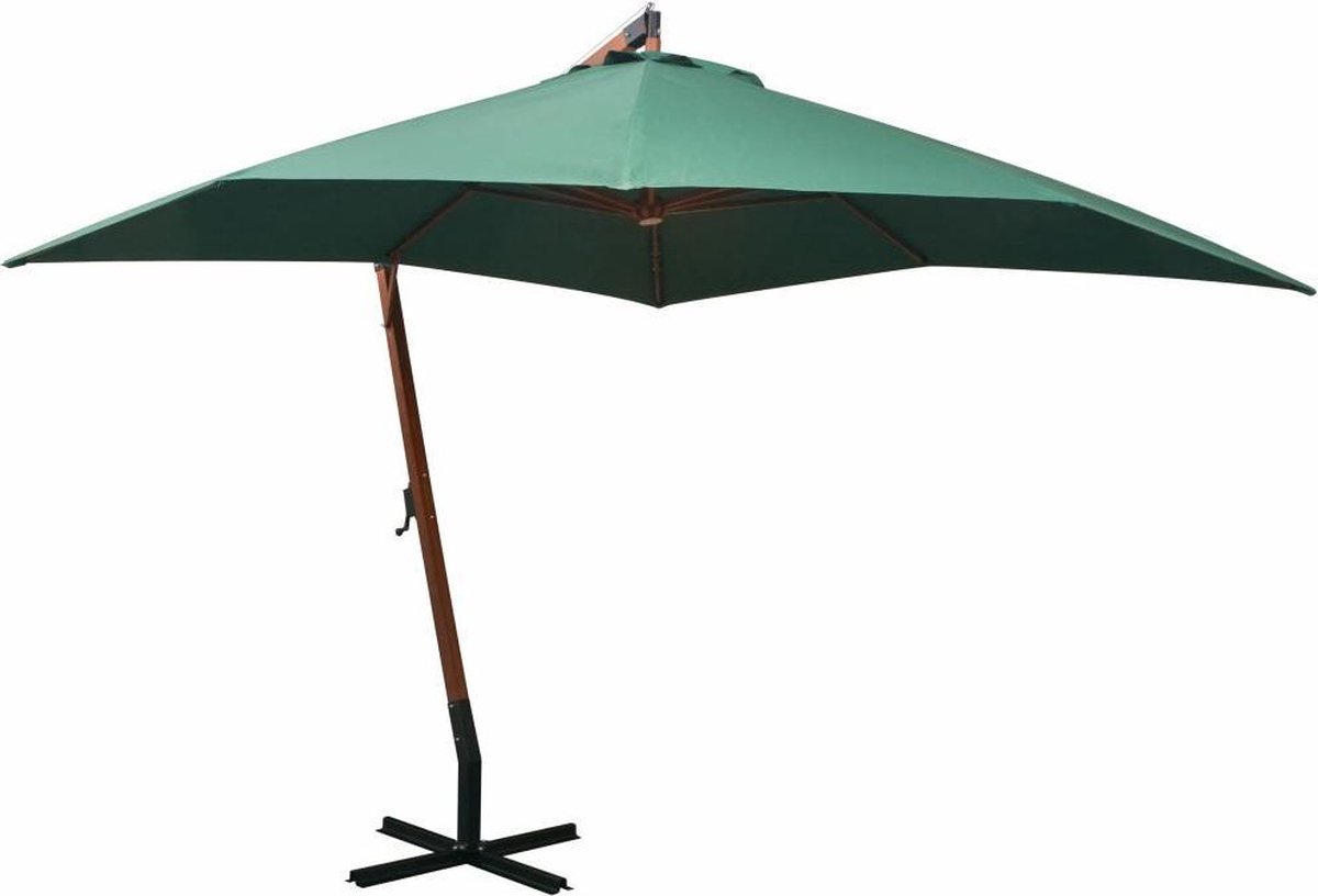 vidaXL - Zweefparasol - met - houten - paal - 300x300 - cm - groen (8718475505556)