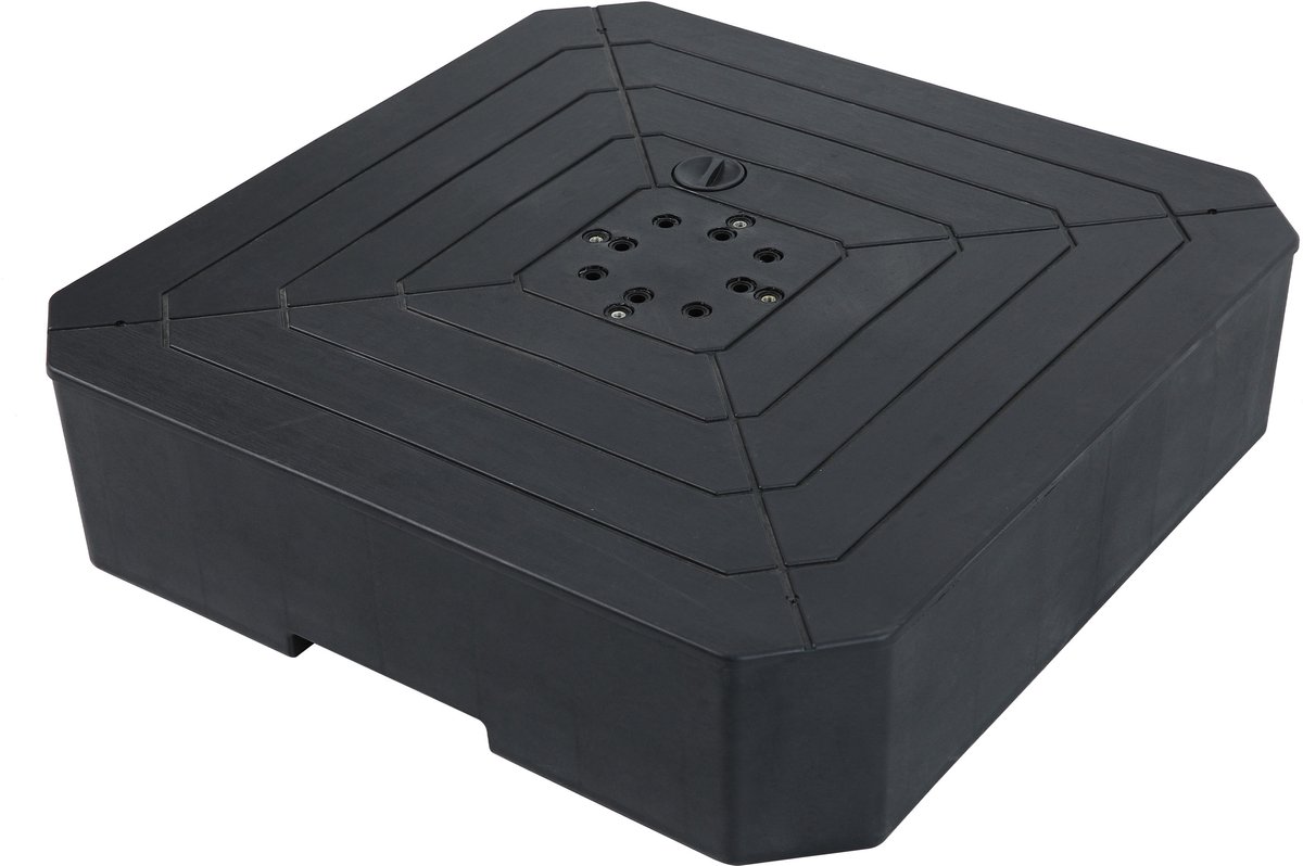 AXI Parasolvoet Vulbaar - Zwart - 82 x 82 x 19 cm - Met 2 Wielen - Met Handvat - Voor Zweefparasols tot 3 x 3 m of met een diameter van 3 m- HDPE Kunststof - Vulbaar met 115 Liter Water (8721399281581)