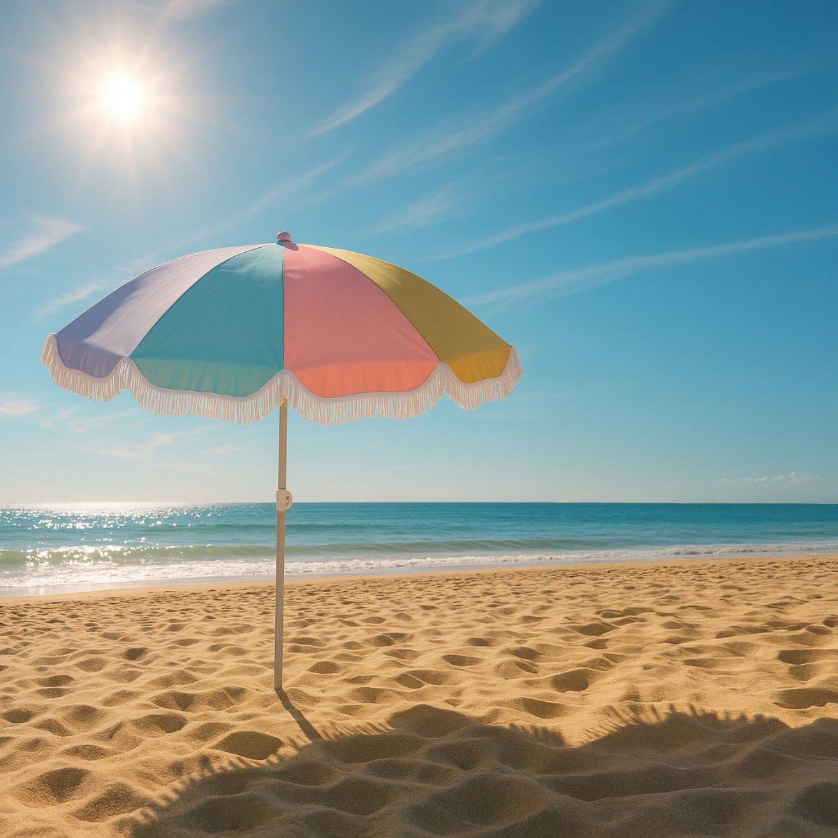 Arti Casa Strandparasol Ø160 cm - Verstelbare Stokparasol 115-190 cm - Lichtgewicht Tuinparasol met Kleurrijk Doek - Ideaal voor Schaduw op Strand, Camping of Tuin (8711252305073)
