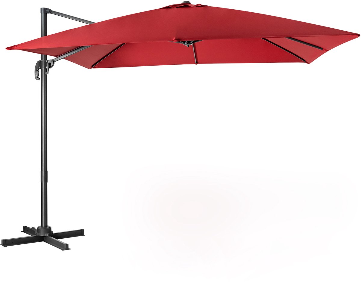 COSTWAY Parasol 300 x 300 cm vierkant, zweefparasol met zwengel, kantelbaar, 360° draaibaar, grote terrasparasol, marktscherm voor tuinen, terrassen (0015706482586)