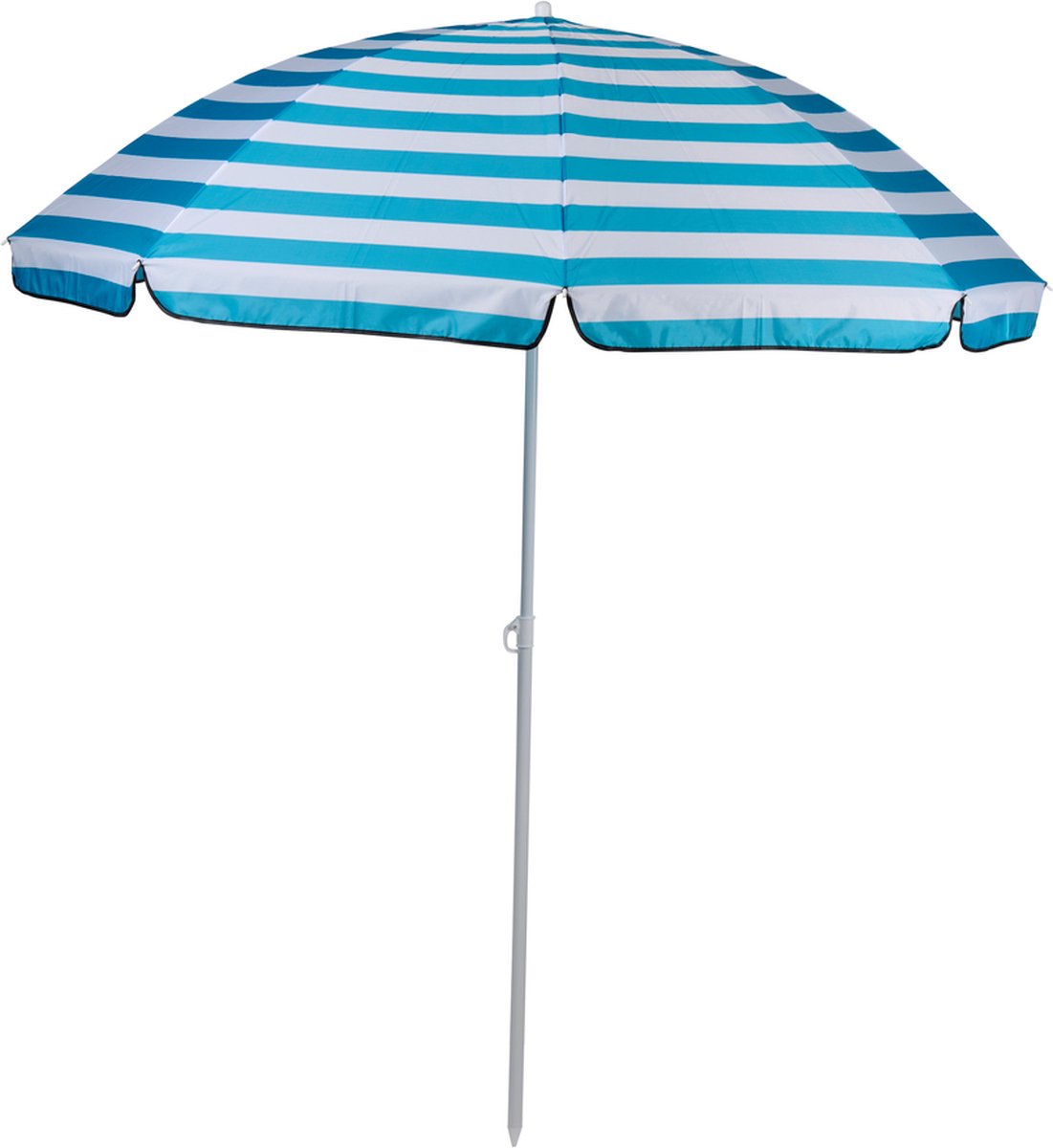 Camp Active Parasol - Stokparasol - Strandparasol met Prikker ⌀170 x 200 cm - Balkonparasol - Zonbescherming - Blauw/ Wit Gestreept (8711252502946)