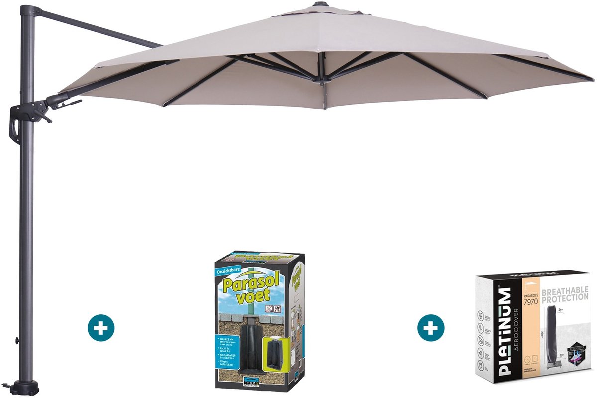 GI Hawaii zweefparasol 350 cm. - Sand - met ingraafvoet en hoes (6154114414490)