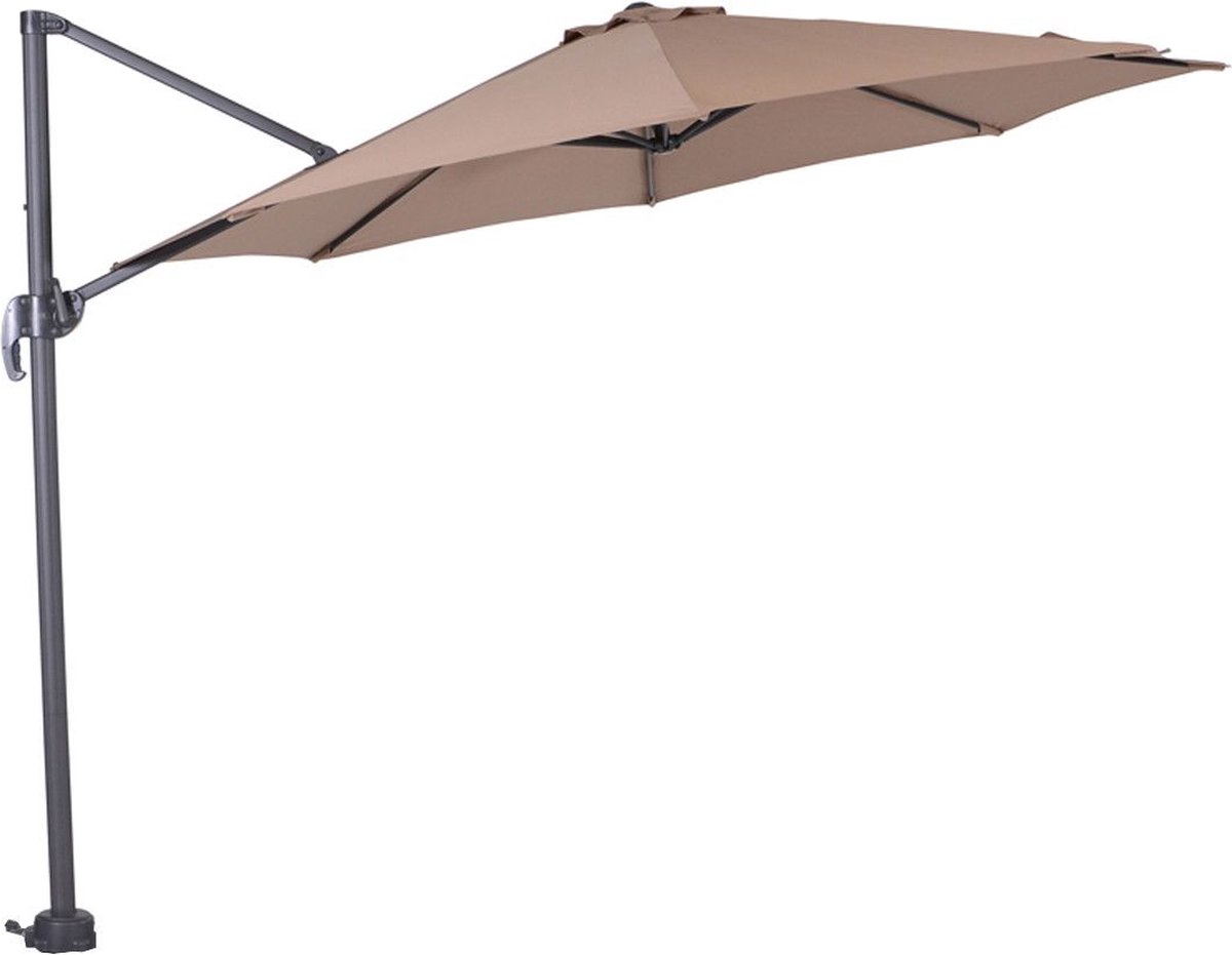 Garden Impressions Hawaii zweefparasol S Ø300 - donker grijs/taupe met 80 kg parasolvoet en parasolhoes (6097117986932)