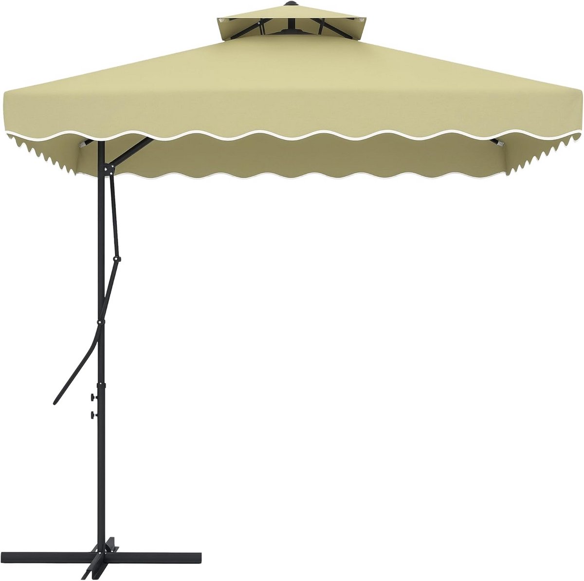 Grote Zweefparasol 243x243 cm met UV-bescherming en Ventilatiedak Beige (9101025700171)