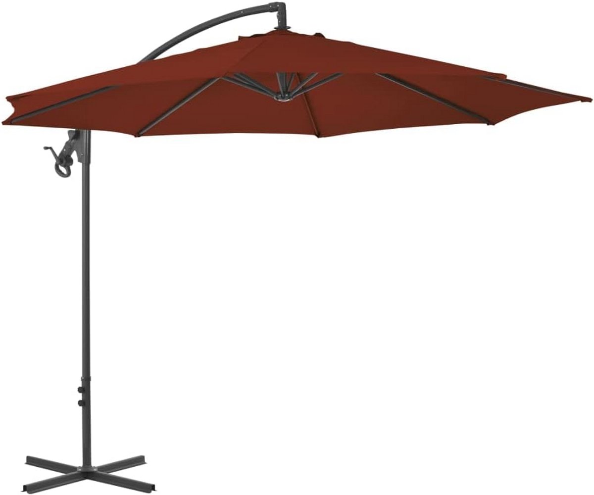 Grote Zweefparasol 300 cm met Stalen Paal en Voet voor Tuin en Terras (9101074740654)