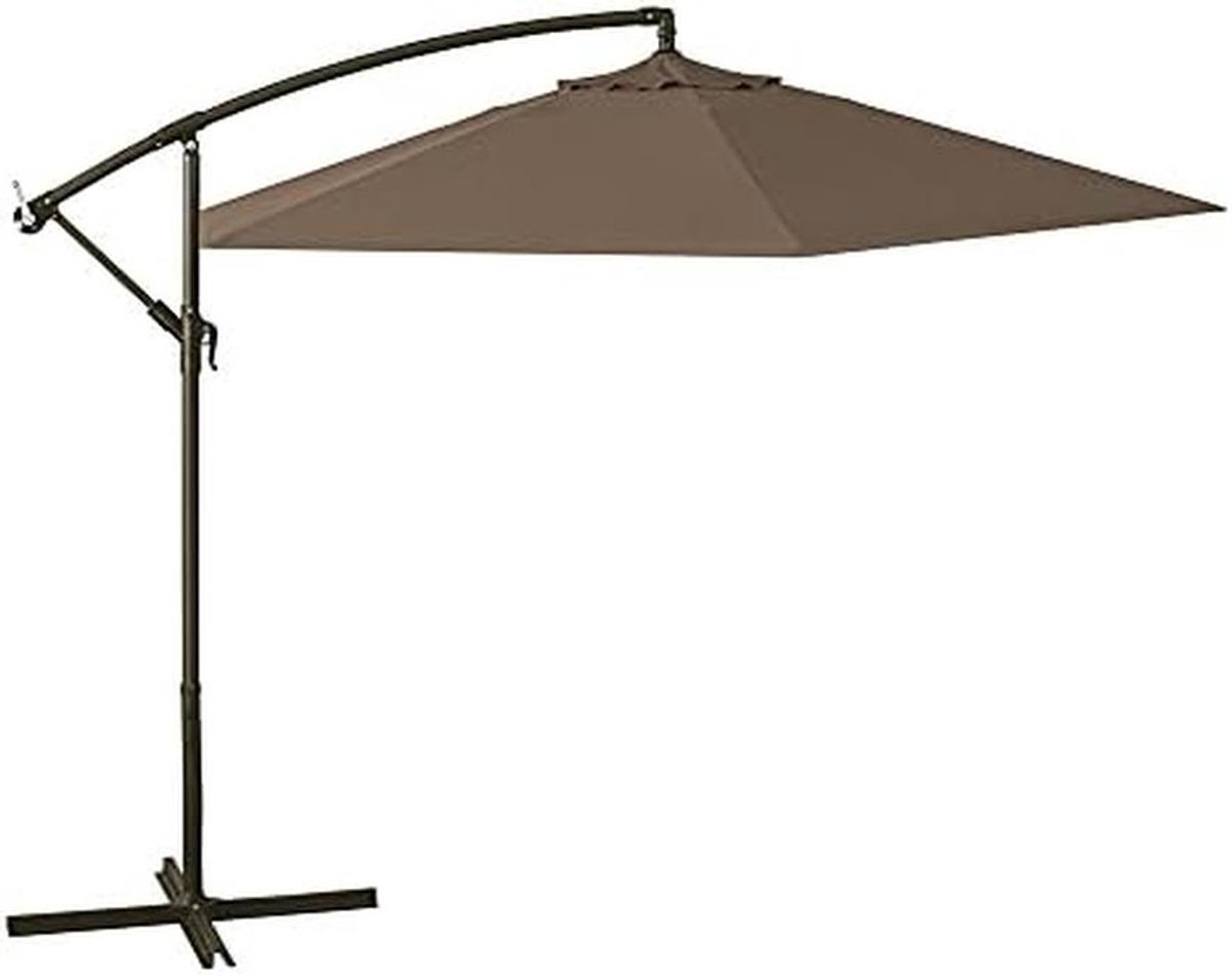 Grote Zweefparasol Taupe Ø 300 cm met Sterk Metaal Frame Waterafstotend (9101028672208)