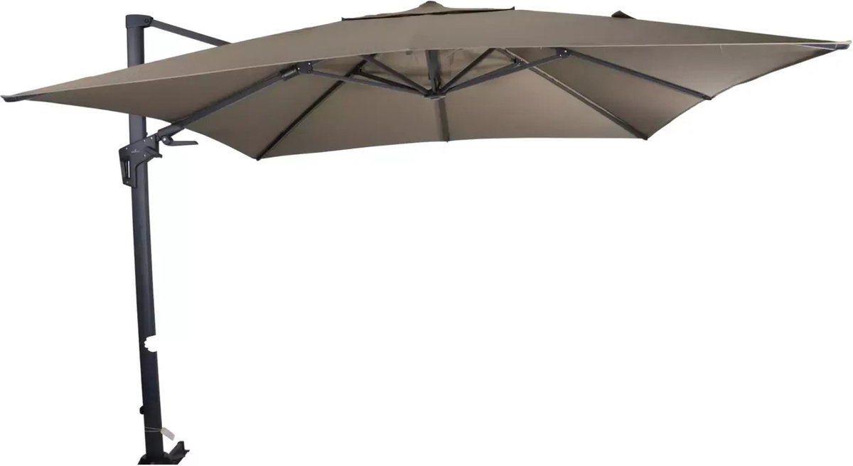 Grote Zweefparasol VirgoFlex Taupe 3x3m met verrijdbare 90kg voet (7863388763737)