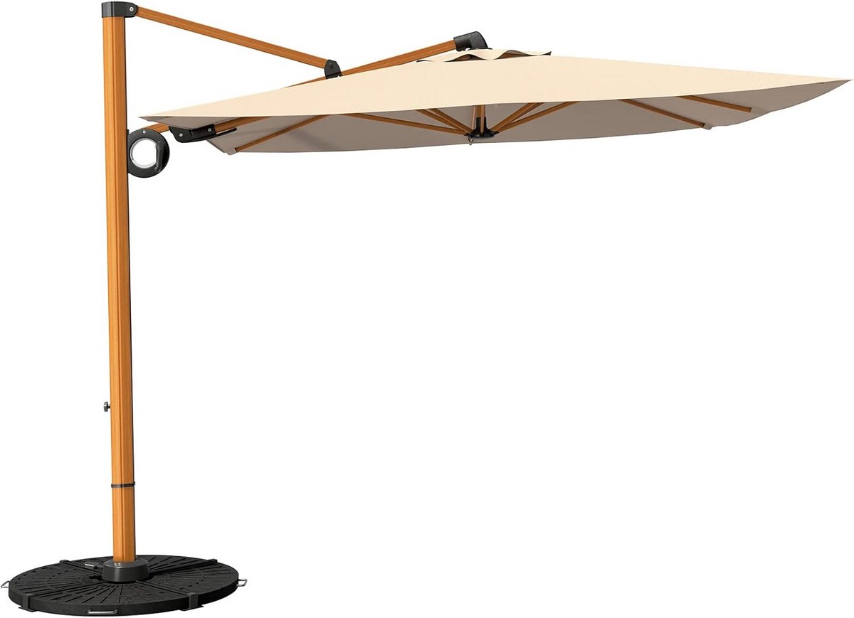 Grote Zweefparasol met Voet voor Tuin en Zwembad - UV-bestendig Aluminium Parasol (9101025764357)