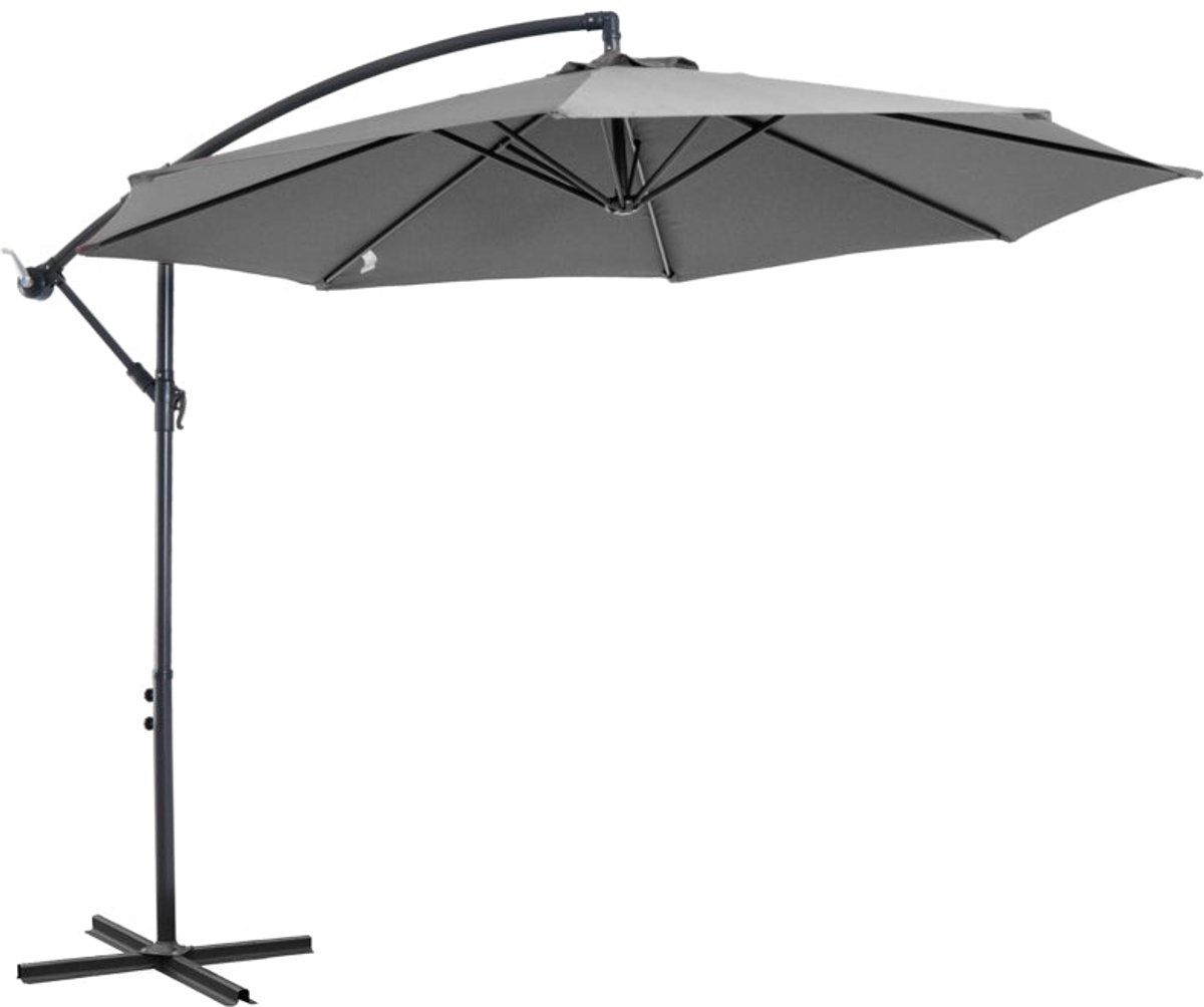 Merax Zweefparasol 295 cm - Met Handslinger - Stalen Frame - Polyester Doek - Inclusief Kruisvoet - Parasol voor Tuin Terras en Balkon - Grijs (8721178488446)