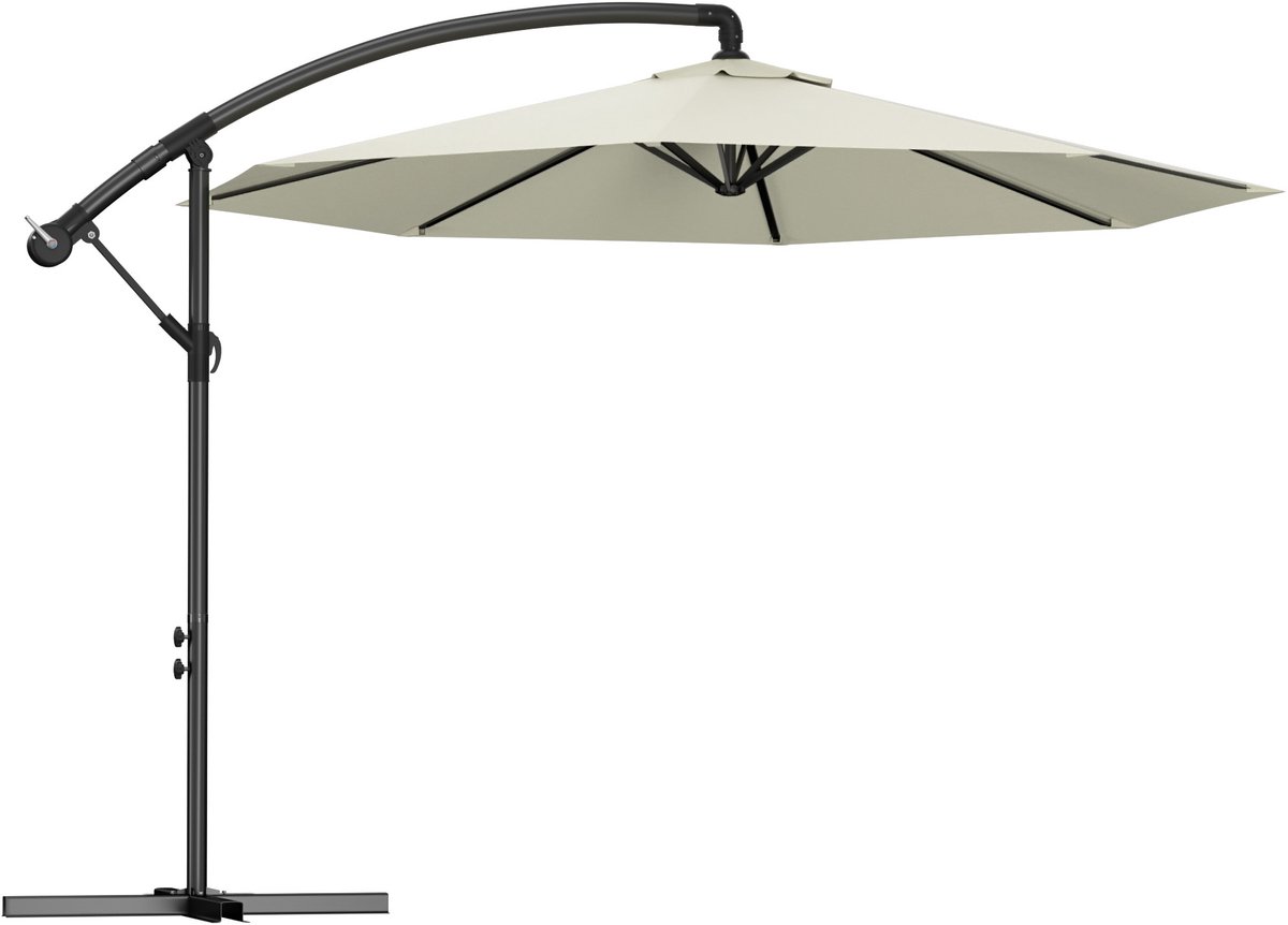 NAIZY Zweefparasol In Hoogte Verstelbaar met Zwengel Tuinparasol Aluminium Parasols Zonnescherm Balkonparasol Winddicht en Waterdicht Marktparasol voor Terras (Ø300cm, Beige) (0702802101304)