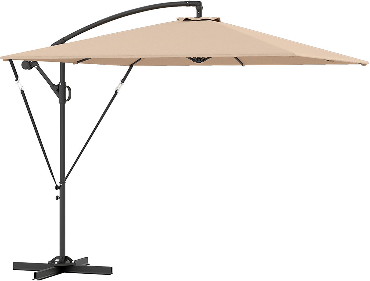 Outsunny - Zweefparasol - 360° Draaibaar - Polyester - Kaki (4255826895293)