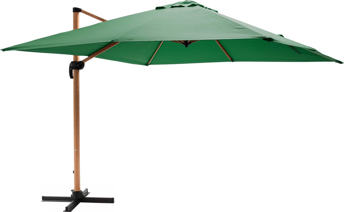Oviala - Vierkante zweefparasol 3x3m met houtlook in groene cactuskleur - Brescia (3663095128317)