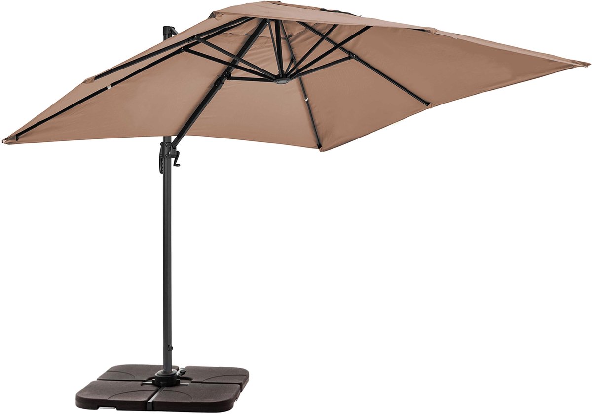 Oviala - Zweefparasol 2x3m Alu incl. 4 Vulbare Tegels, Taupe - Amalya (3663095047908)