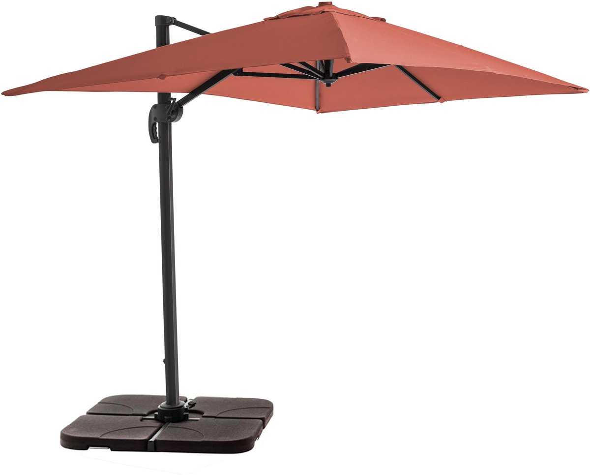 Oviala - Zweefparasol 2x3m Alu incl. 4 Vulbare Tegels, Terracotta - Amalya (3663095180674)