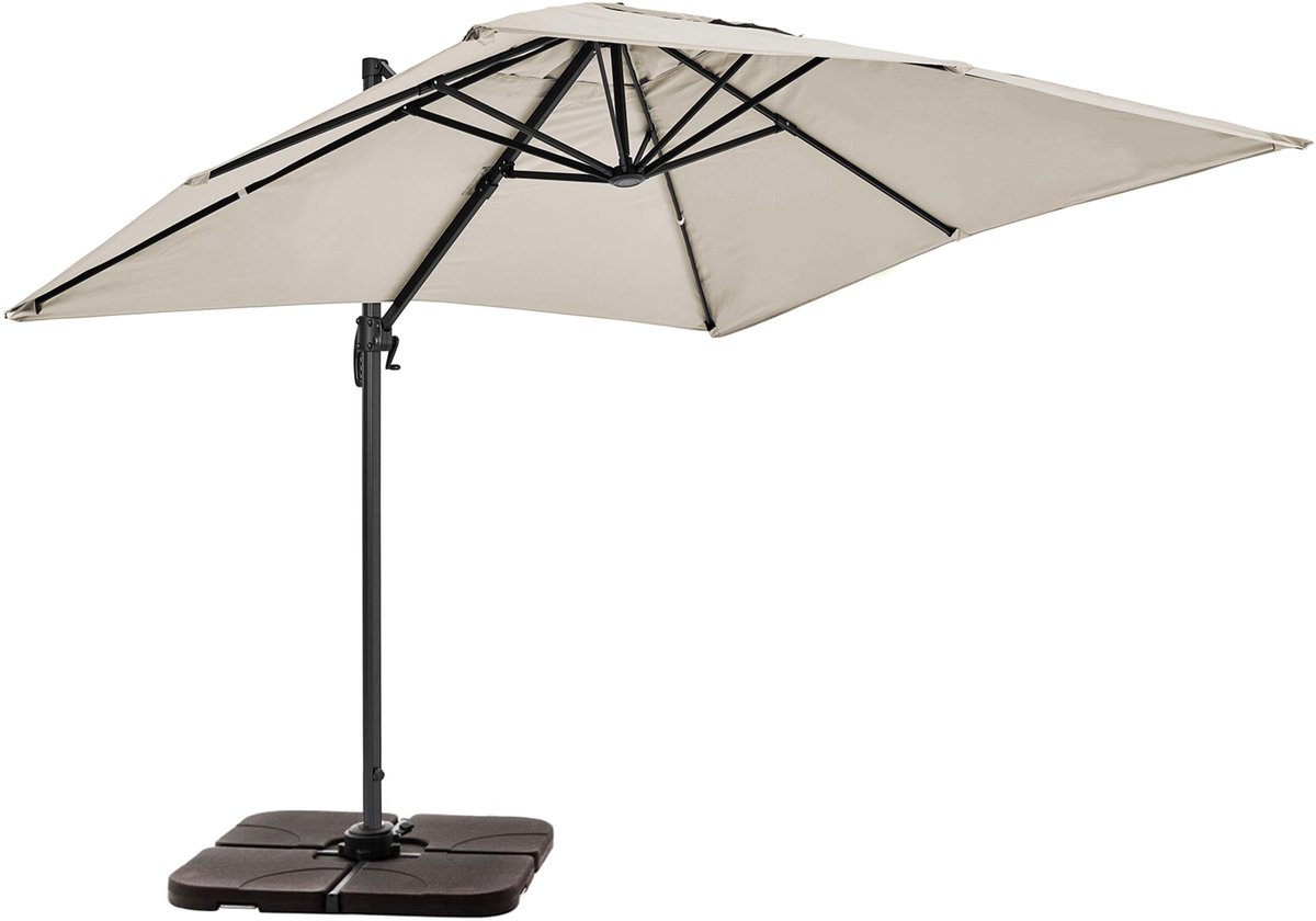 Oviala - Zweefparasol 2x3m Alu incl. 4 Vulbare Tegels, Wit - Amalya (3663095047878)