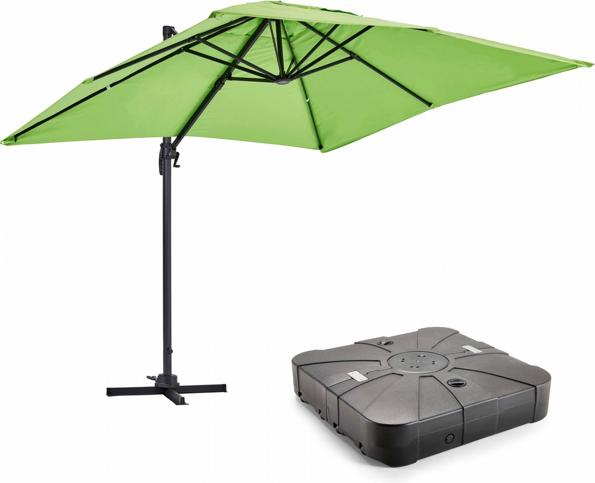 Oviala - Zweefparasol 2x3m Grijs 360° Kantelbaar + Voet op Wielen - Amalya (3663095047939)