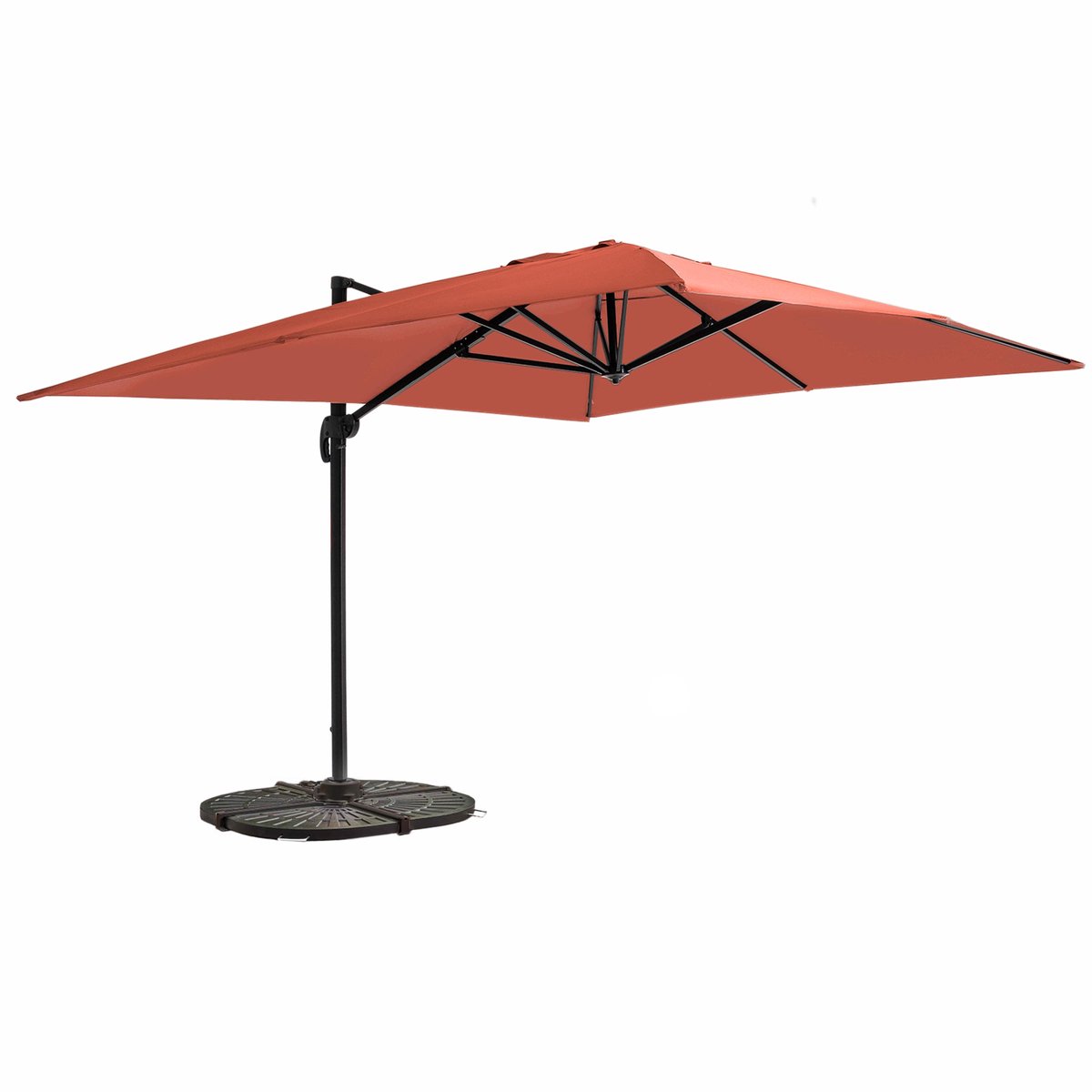 Oviala - Zweefparasol 3x4m Terracotta Kantelbaar Draaibaar + 4 Tegels - Caserta (3663095180711)