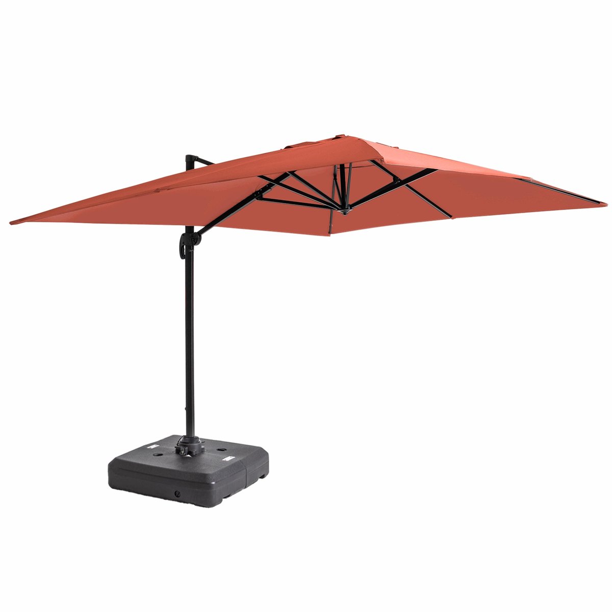 Oviala - Zweefparasol 4x3m 360° kantelbaar op verrijdbare voet, terracotta - Caserta (3663095180728)