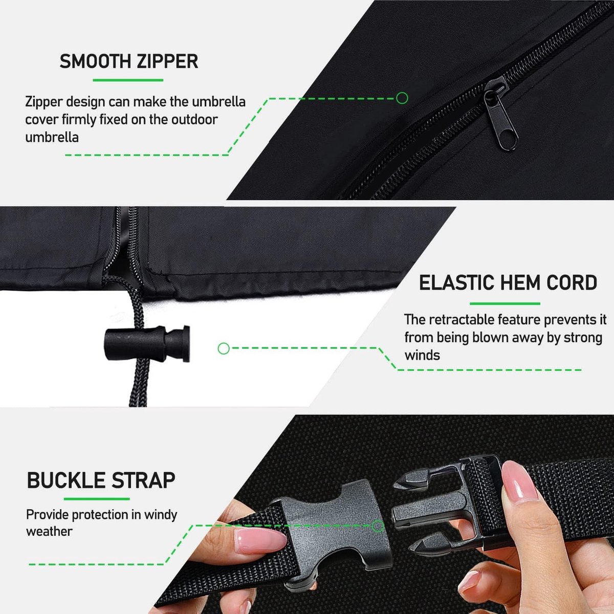 Parasol Beschermhoes met Stang - Weerbestendig Waterdicht UV-anti - Robuustheid Parasolhoes - Geschikt voor Zweefparasol 2-4 m - 600D Oxford-Afdekking (280x30x81/46cm) (9504885287156)