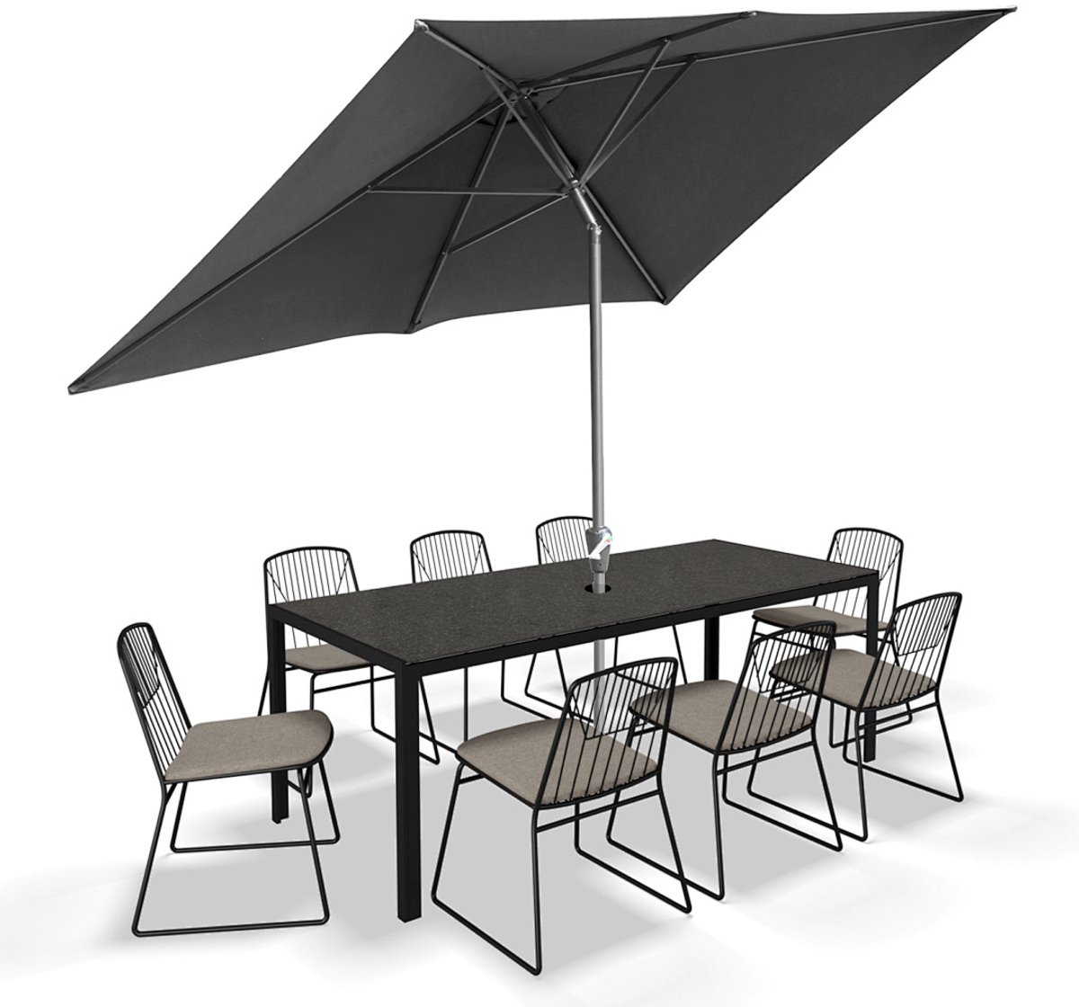 Parasol - Tuin - 200x300 cm - Stokparasol - UPF 50+ - 30° Kantelbaar - Waterdicht - Balkonparasol - Zweefparasol - Grijs (9350838096036)