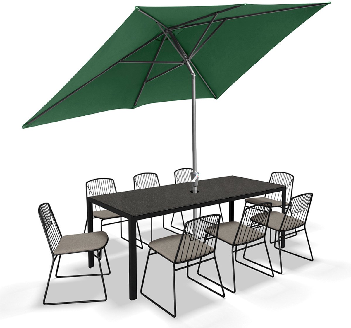 Parasol - Tuin - 200x300 cm - Stokparasol - UPF 50+ - 30° Kantelbaar - Waterdicht - Balkonparasol - Zweefparasol - Groen (9350838096043)