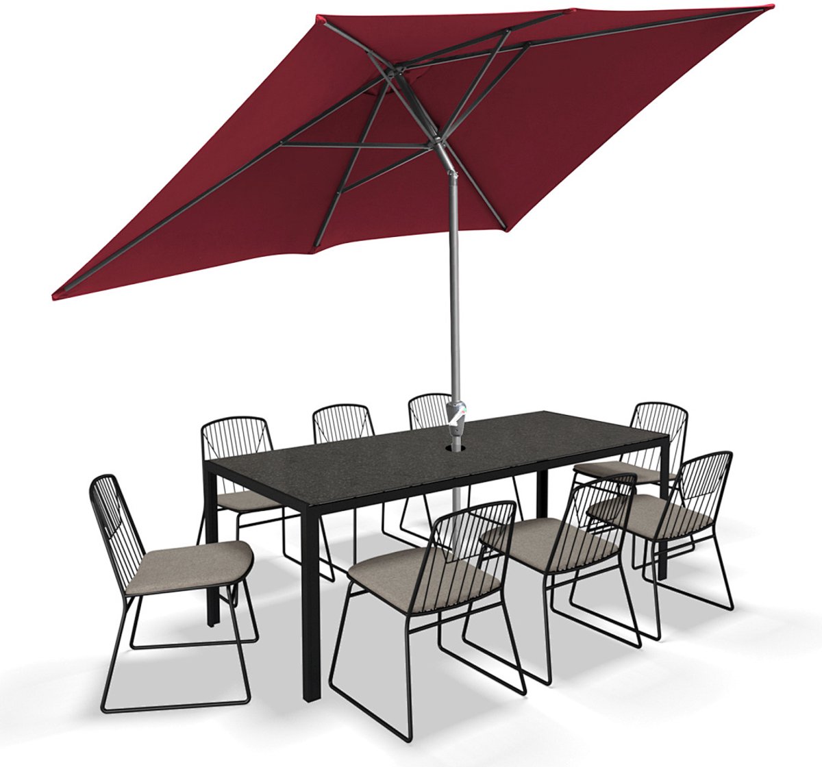 Parasol - Tuin - 200x300 cm - Stokparasol - UPF 50+ - 30° Kantelbaar - Waterdicht - Balkonparasol - Zweefparasol - Rood (9350838096050)