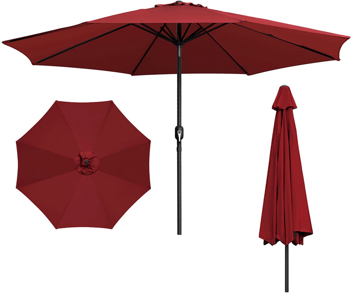 Parasol - Tuin - 350CM - Stokparasol - UV50+ - Waterdicht - Balkonparasol - Zweefparasol - Rood (9350838095855)