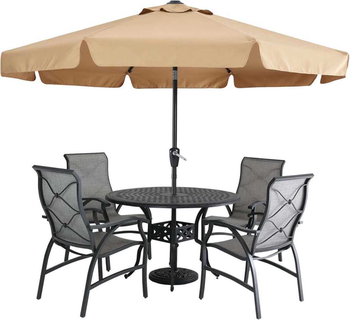 Parasol - Zweefparasols - Beschermhoes - Balkonparasol - met Kantelbaar - 8 Stevige Ribben - UV-bestendig - Duurzaam - Waterdicht - voor Buiten - Tuin - Terrastafel - Polyester - 240 x 270 cm - Kaki (8721297981606)