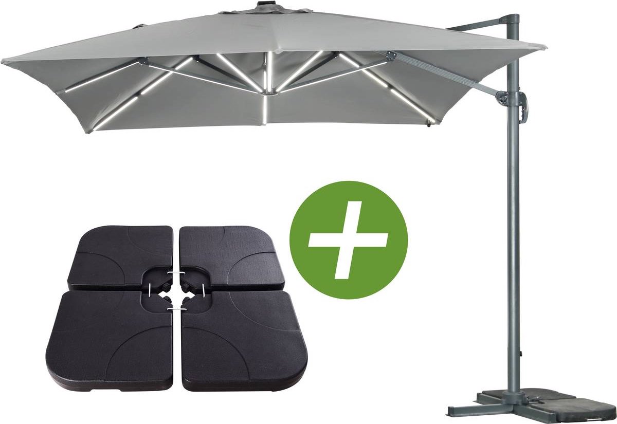 Parasol vrijhangend tuin zweefparasol led aluminium 