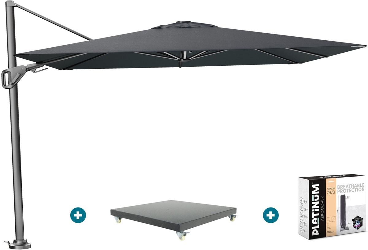 Platinum Nexus T2 zweefparasol 3x3 m. - Faded black - met Marbella voet en hoes (6154114487463)