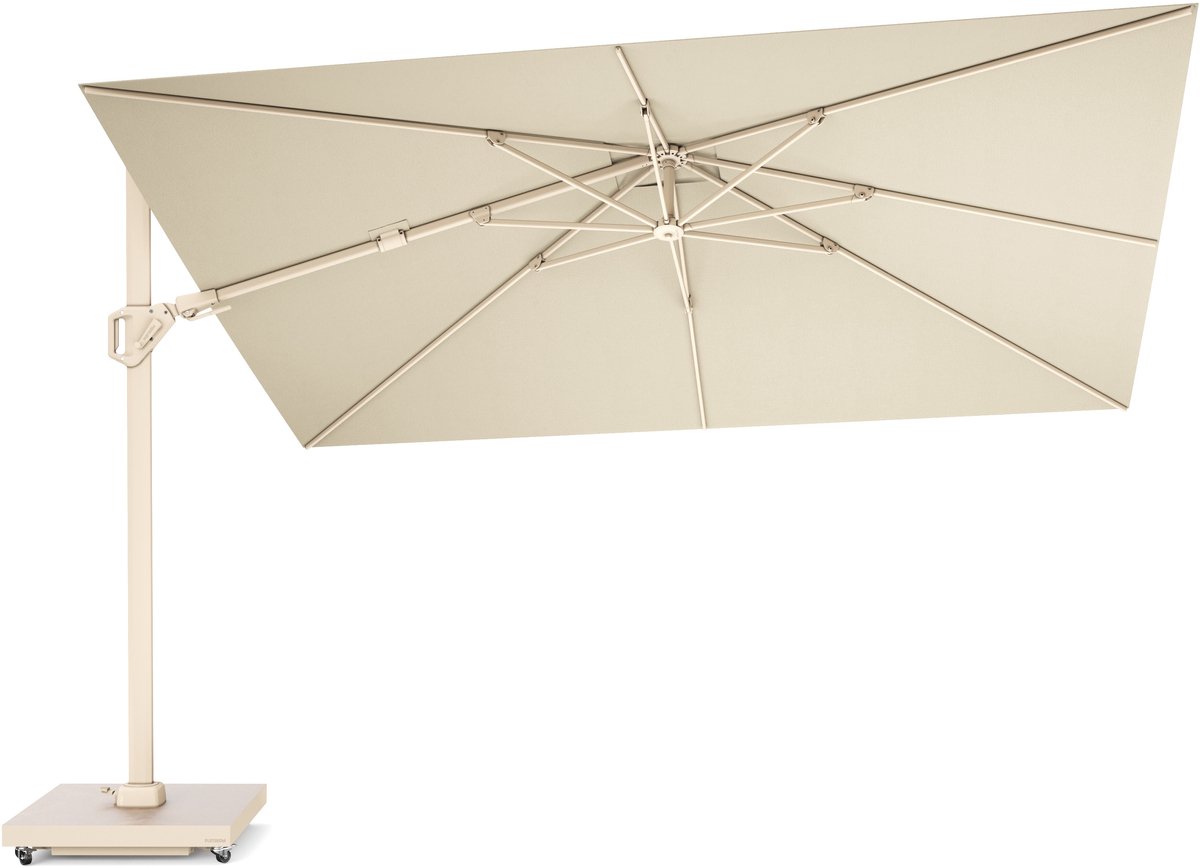 Platinum Sun & Shade - Zweefparasol - Challenger T² Premium - 260x350 cm - Sandstone look - Champagne - Dubbel Kantelbaar - 360° Draaibaar - 98% UV protectie (8721077131559)