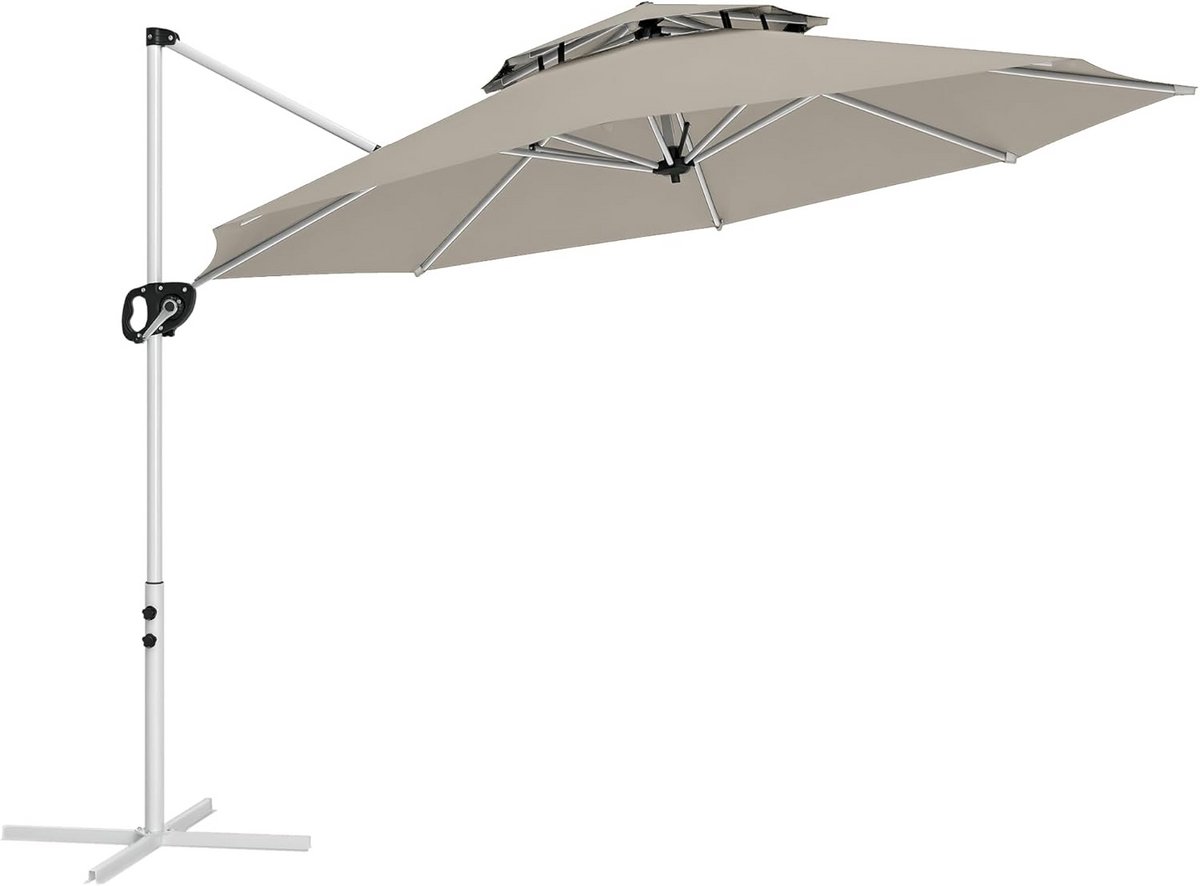 Ronde Zweefparasol 3 Meter Kantelbaar en 360 Graden Draaibaar met Kruisbasis (9101051859041)