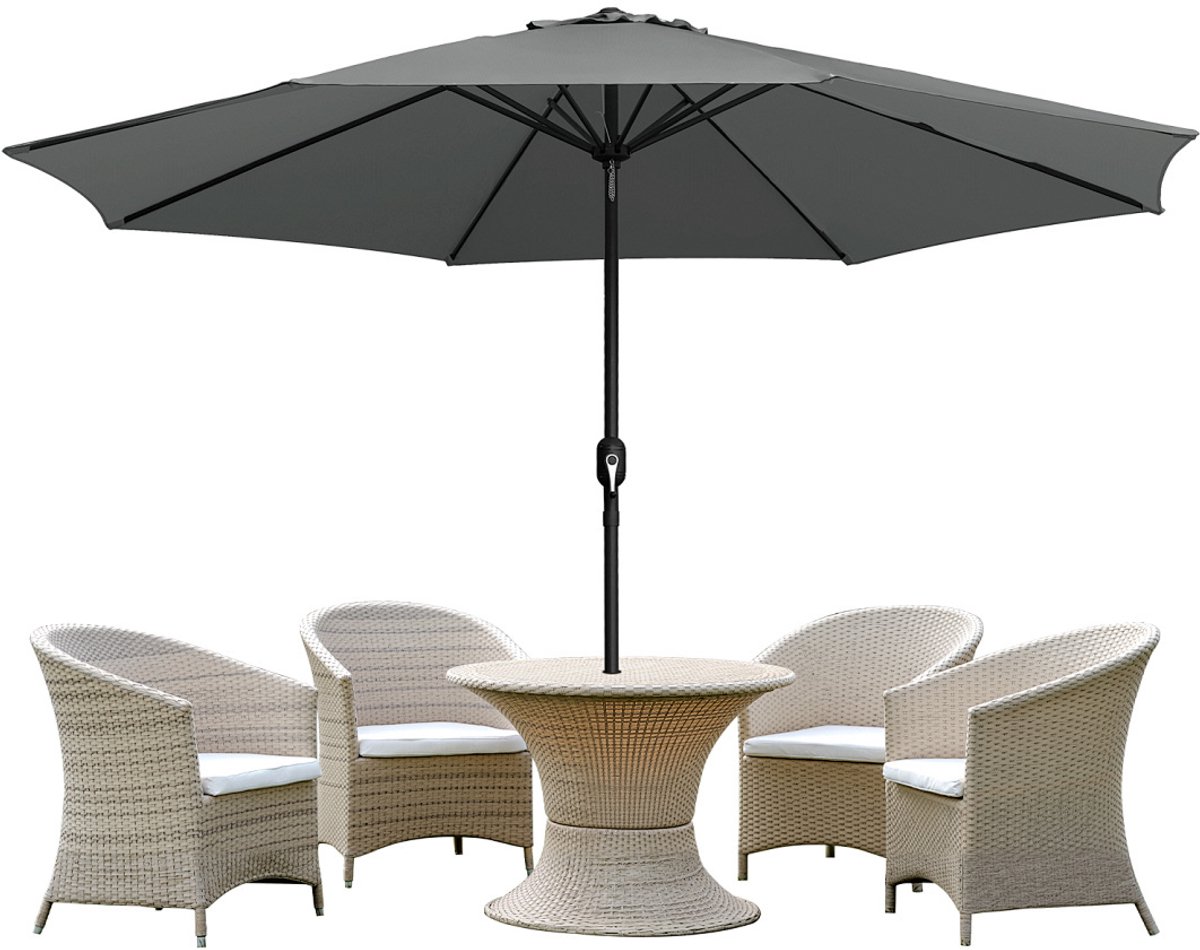 Stokparasol - 350CM - Parasol - Tuin - UV50+ - Waterdicht - Balkonparasol - Zweefparasol - Grijs (9350838096234)