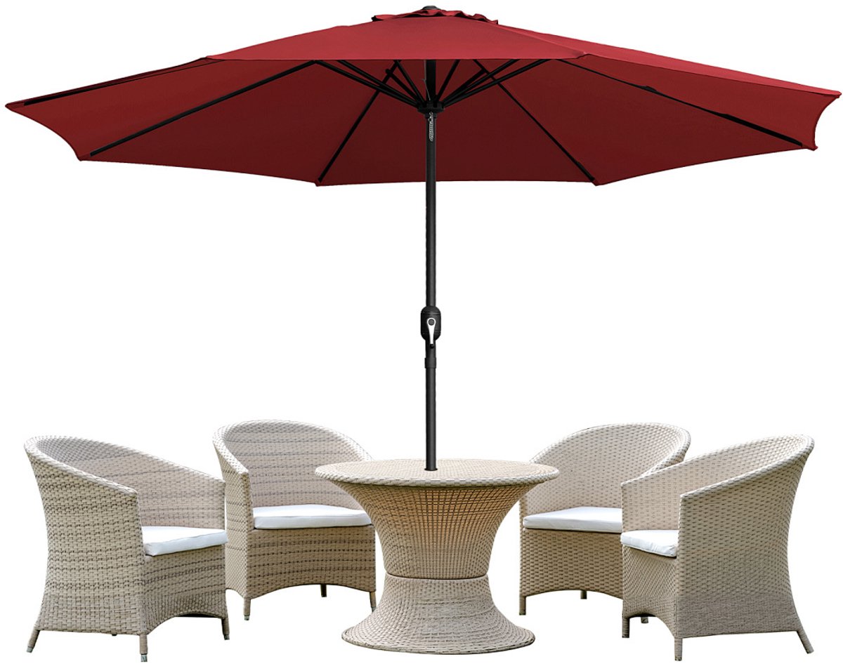 Stokparasol - 350CM - Parasol - Tuin - UV50+ - Waterdicht - Balkonparasol - Zweefparasol - Rood (9350838096258)