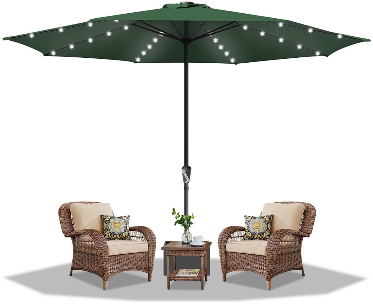 Stokparasol - 350CM - Parasol - Tuin - met LED - UV50+ - Waterdicht - Balkonparasol - Zweefparasol - Groen (9350838096340)