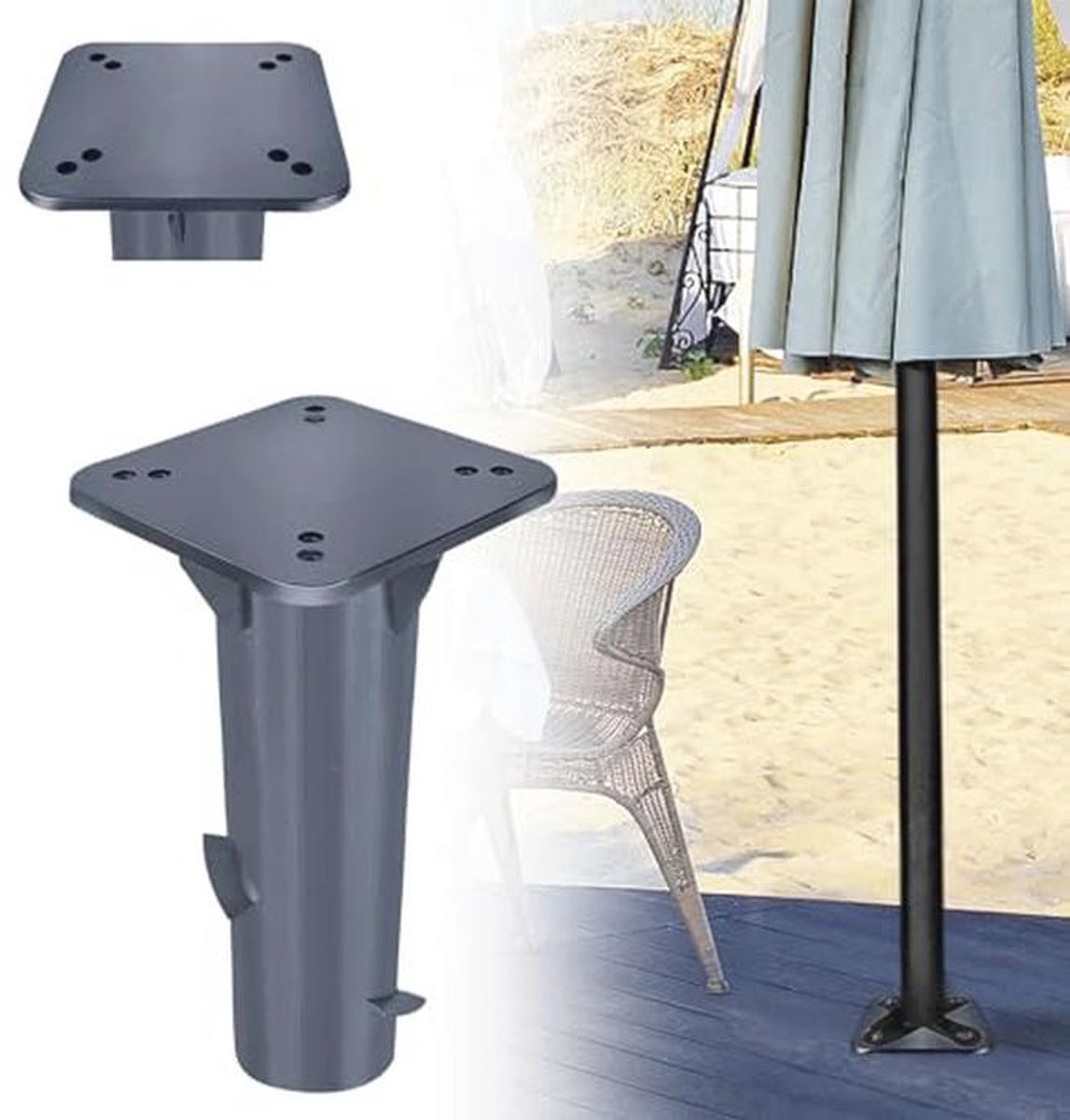 Universele parasolstandaard voor zweefparasol, metaal, donkergrijs (9101004989528)