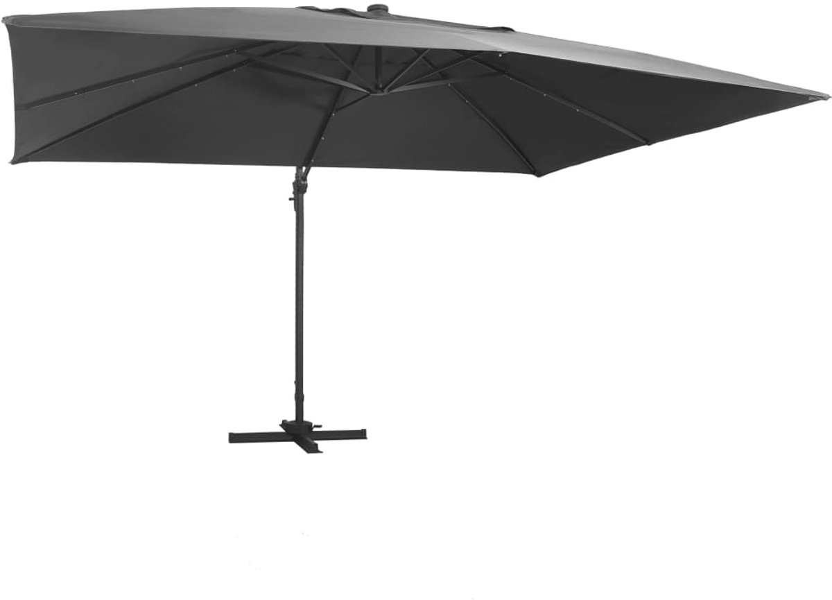 ZweefParasol | Zonnescherm | Tuinparasol met LED en aluminium paal 400x300 cm antraciet (6932537147702)