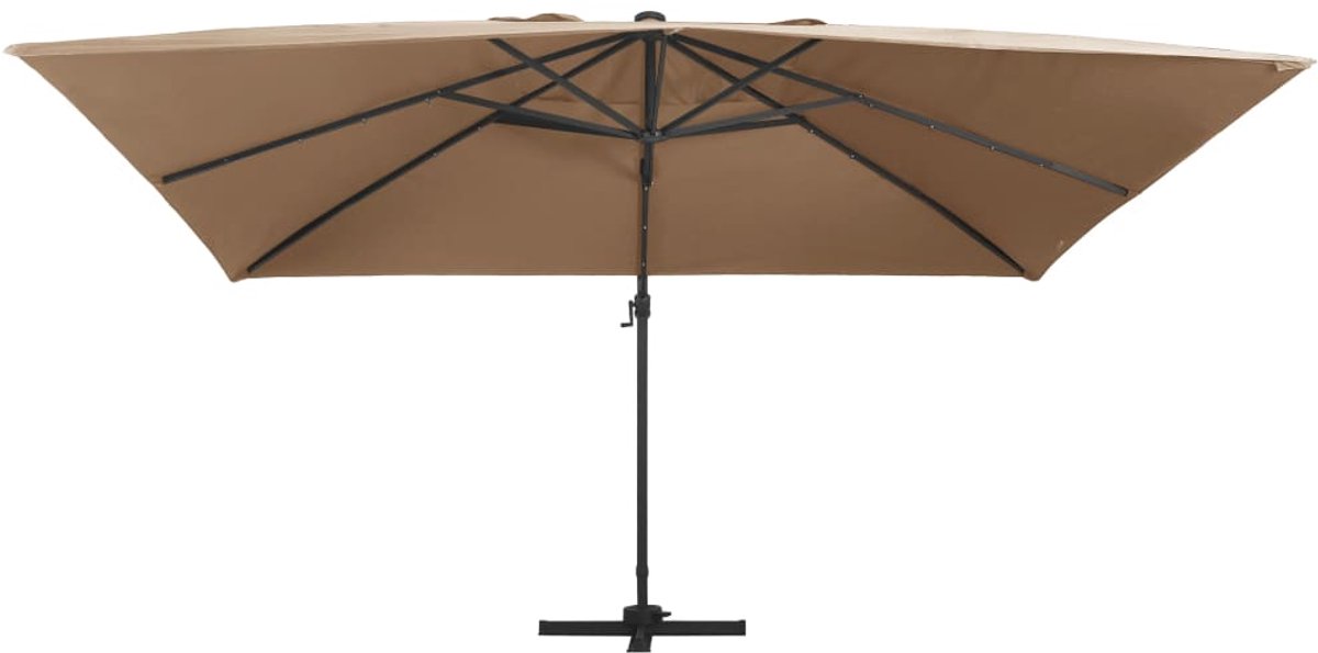 ZweefParasol | Zonnescherm | Tuinparasol met LED en aluminium paal 400x300 cm taupe (6932537147726)