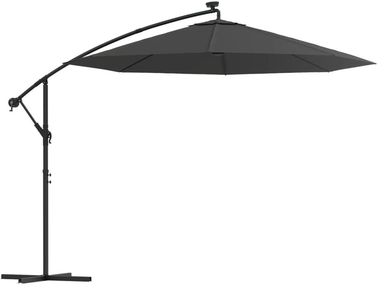 ZweefParasol | Zonnescherm | Tuinparasol met LED-verlichting stalen paal 300 cm antraciet (6932537147894)
